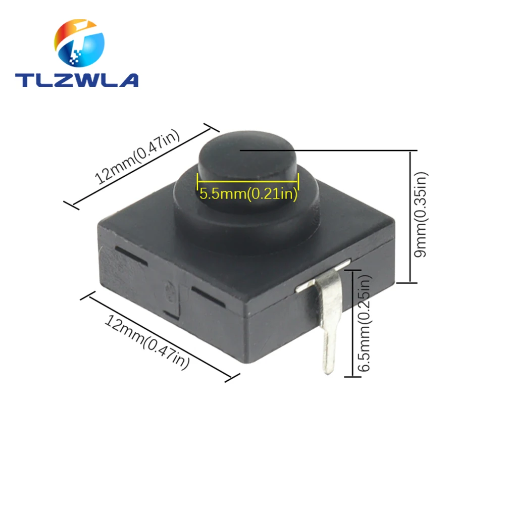 10PCS Flashlight Button Switch 1A 30V CB-1212-112D 2Pin Ultra-Thin Middle Of The Feet 12X12X9.4MM
