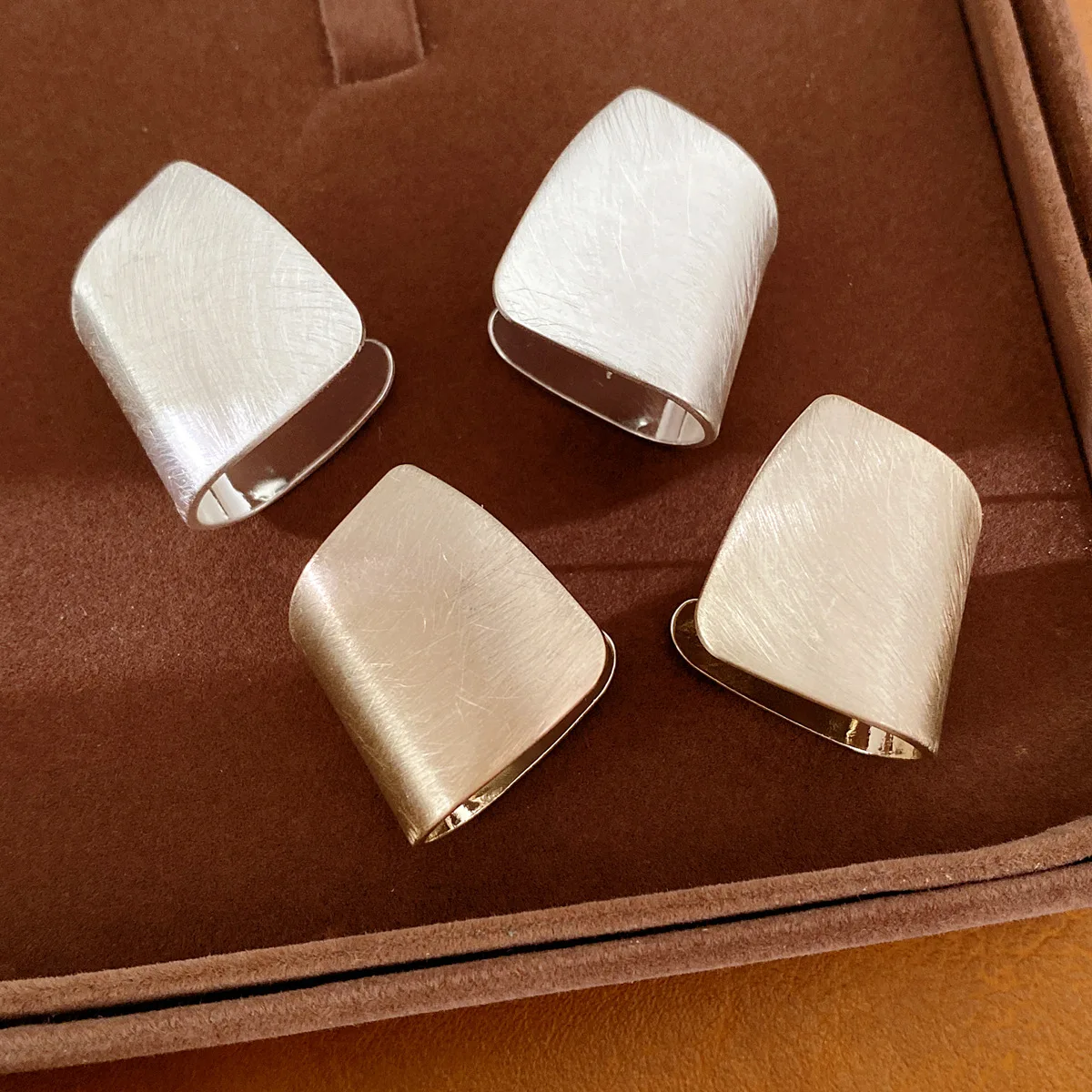 Europe and America Irregular Brushed Metal Stud Earrings Simple Square Arc Ear Stud Women's Fashion Popular Earring Trends B+