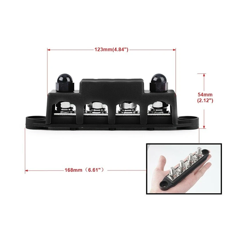 Voiture Bornier De Distribution D'énergie Bloc M8 3/8 "4 Goujon Barre Omnibus Électrique Bornier pour Caravane Camion Bateau Campeur RV