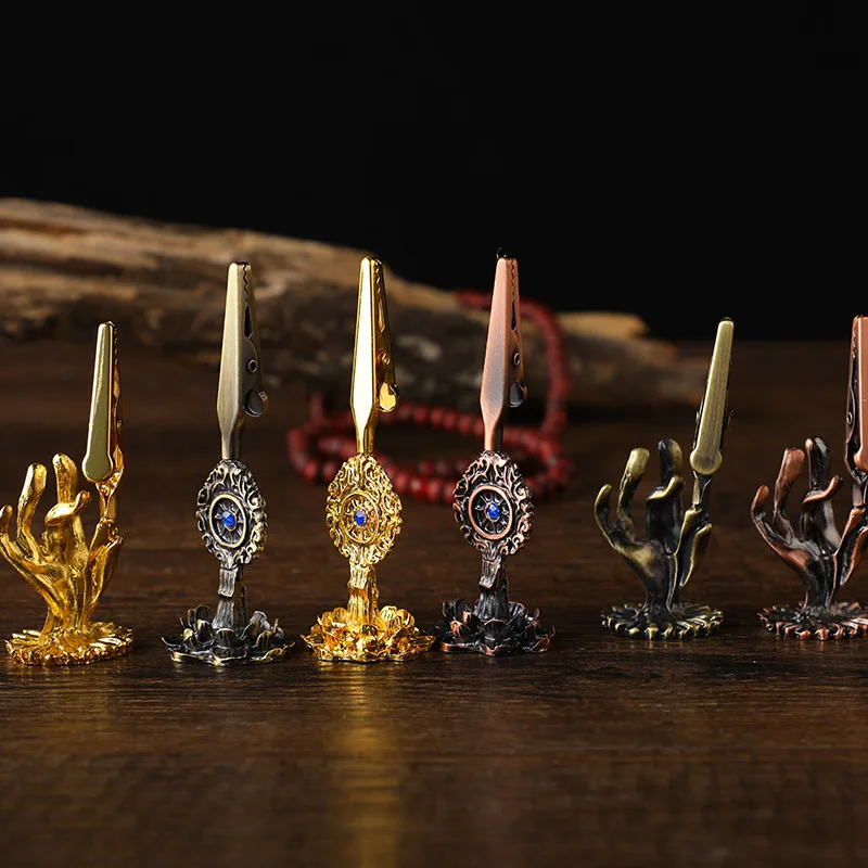 Lotus Fragrance Clip Alloy Fragrance Insert Pendant Gold Wheel Clip Fragrance Buddha Hand Style Gold Red Copper Bronze