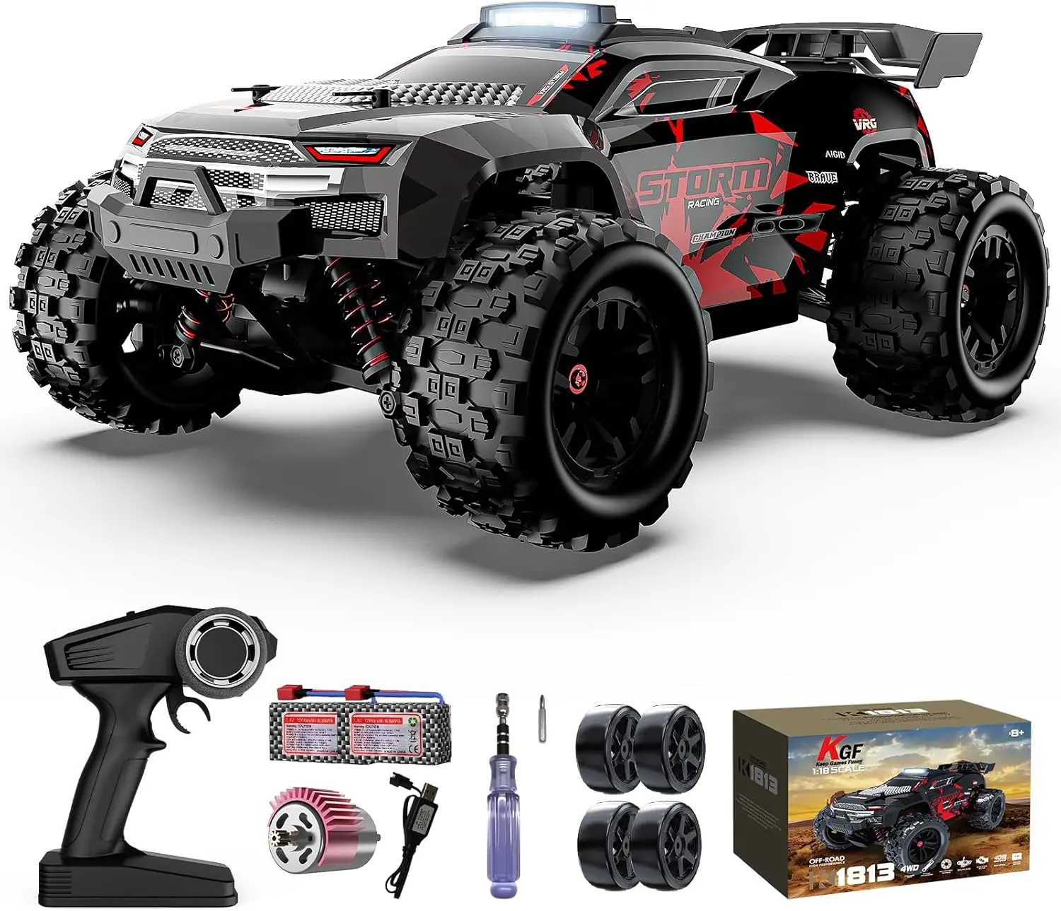 

1:18 Scale 40km/h High Speed RC Car, 4WD Off Road Monster Truck with Rechargeable Batteries for Kids Adults