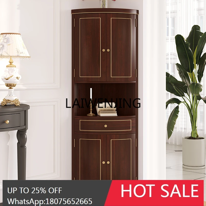 solid wood triangular corner cabinet dining side semi-round tea cabinet storage rack