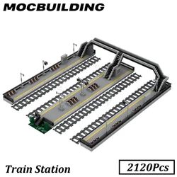 Train Station Model Railway Accessories Display MOC Building Blocks Brick Toys Construction Gift Christmas Present