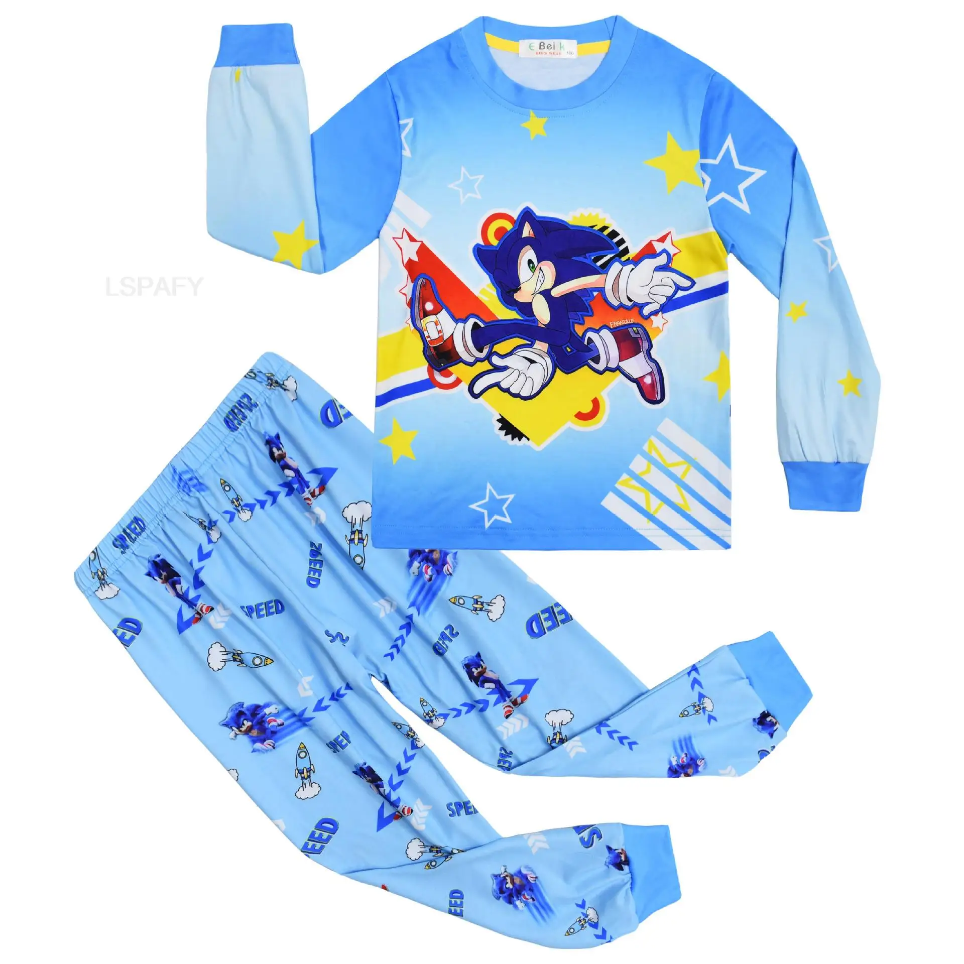 Pyjama en coton avec imprimé de dessin animé pour enfant, ensemble de vêtements de nuit pour garçon et fille, collection printemps-automne