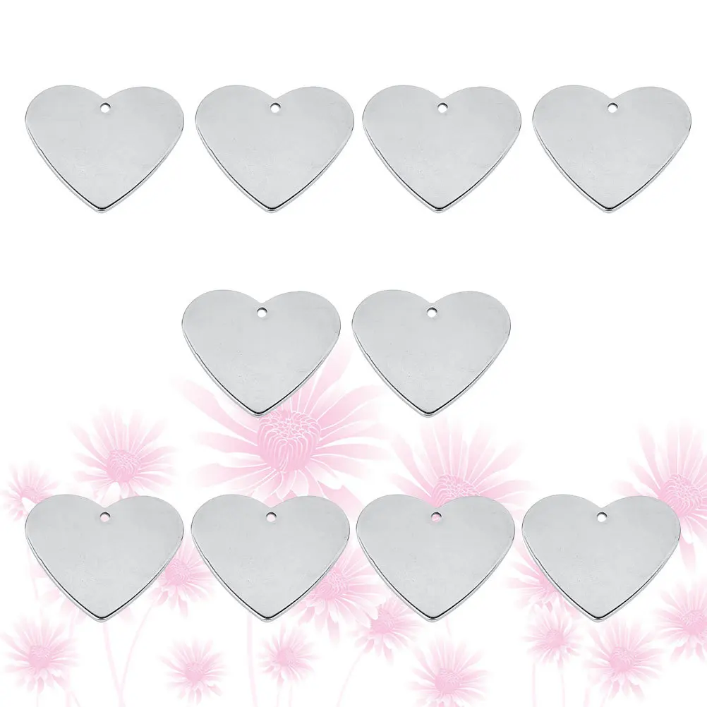 

10 pcs Blank Heart Tags Stainless Steel Diy Pet Id Tag For Dog Id Hangings Puppy Name Address Engraving Lightweight Durable