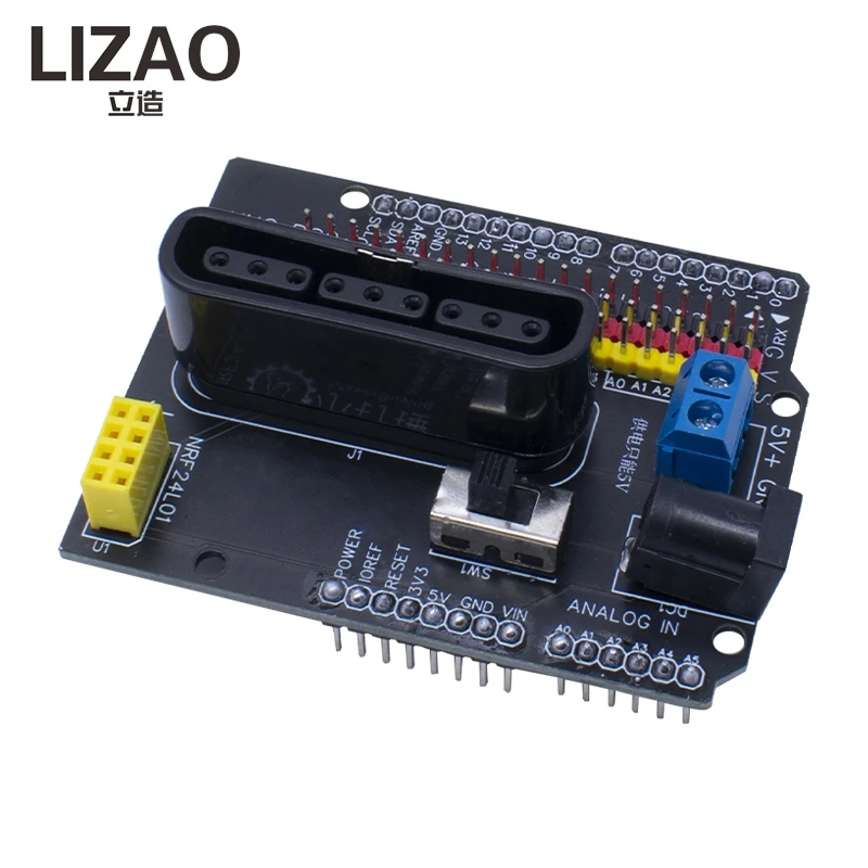 Placa de Expansão de Controle Remoto PS2 4-DOF, Placa Controladora Compatível com UNO para Carros Inteligentes e Controle Sem Fio