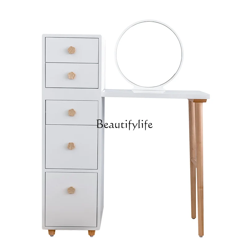

Solid wood dresser small apartment bedroom mini retractable cosmetic cabinet