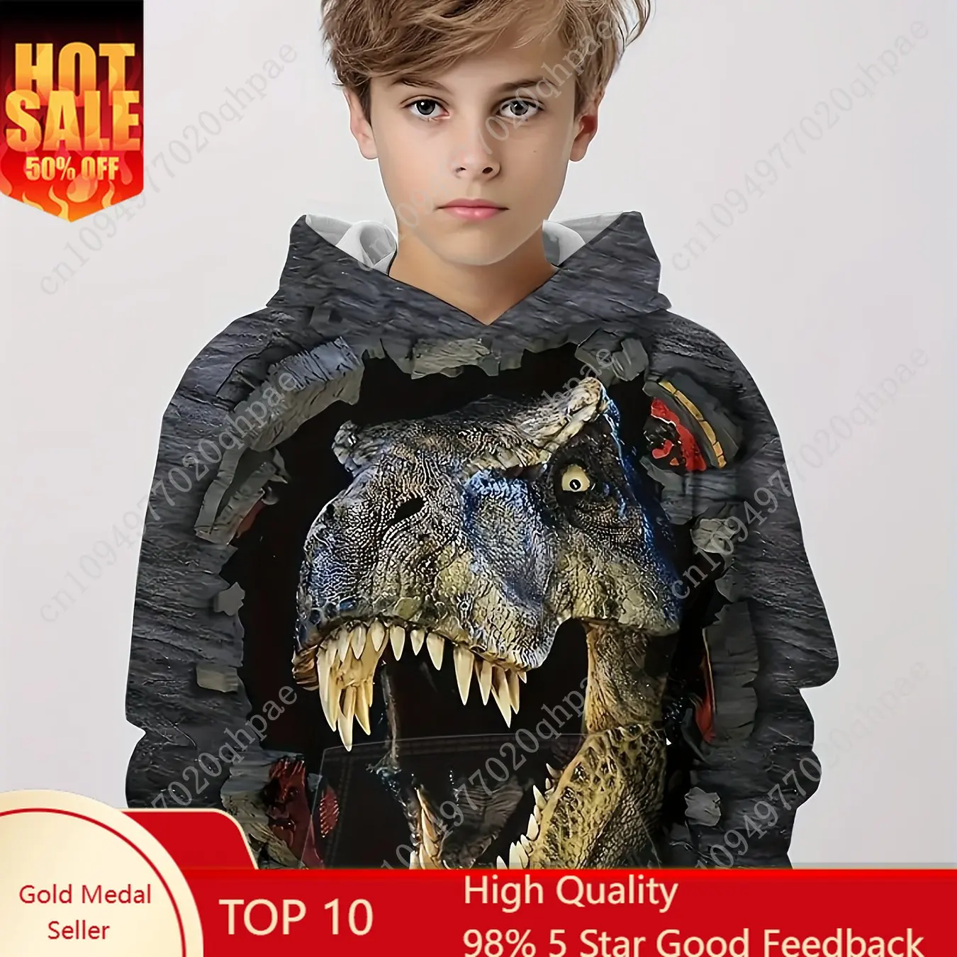 

Children's Clothing Hoodies Kids Clothes Boy Children Top Long Sleeve Cartoon Dinosaurs Print Spring And Autumn Outdoor Clothes