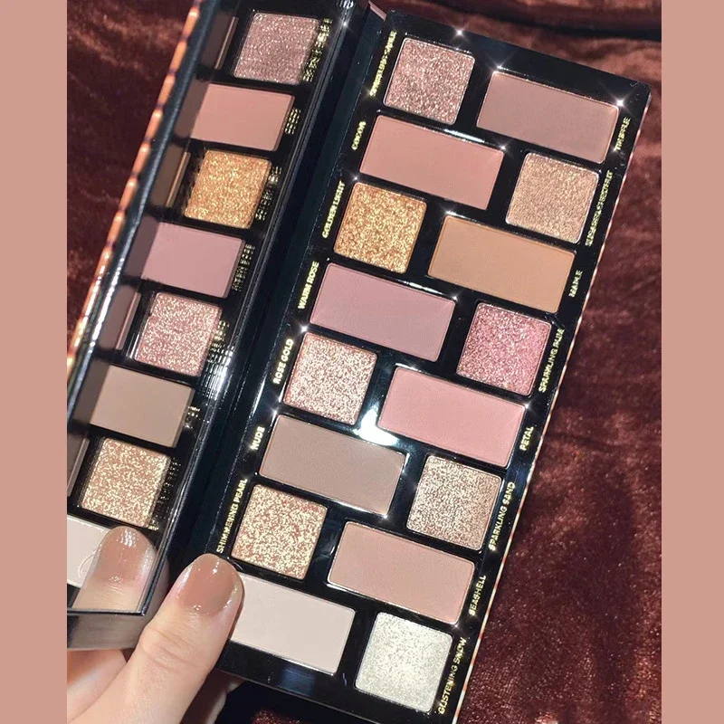 Paleta de sombra de ojos con purpurina de 16 colores, paletas de sombra de ojos mate de larga duración, cosméticos para iluminar los ojos, belleza para mujer, Color tierra