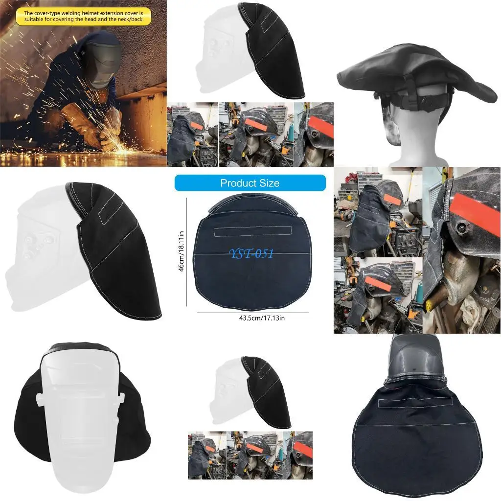 

E15A Leather Fabric Welding Cap Headgear Welding Helmet Cover Heat Resistant Protector