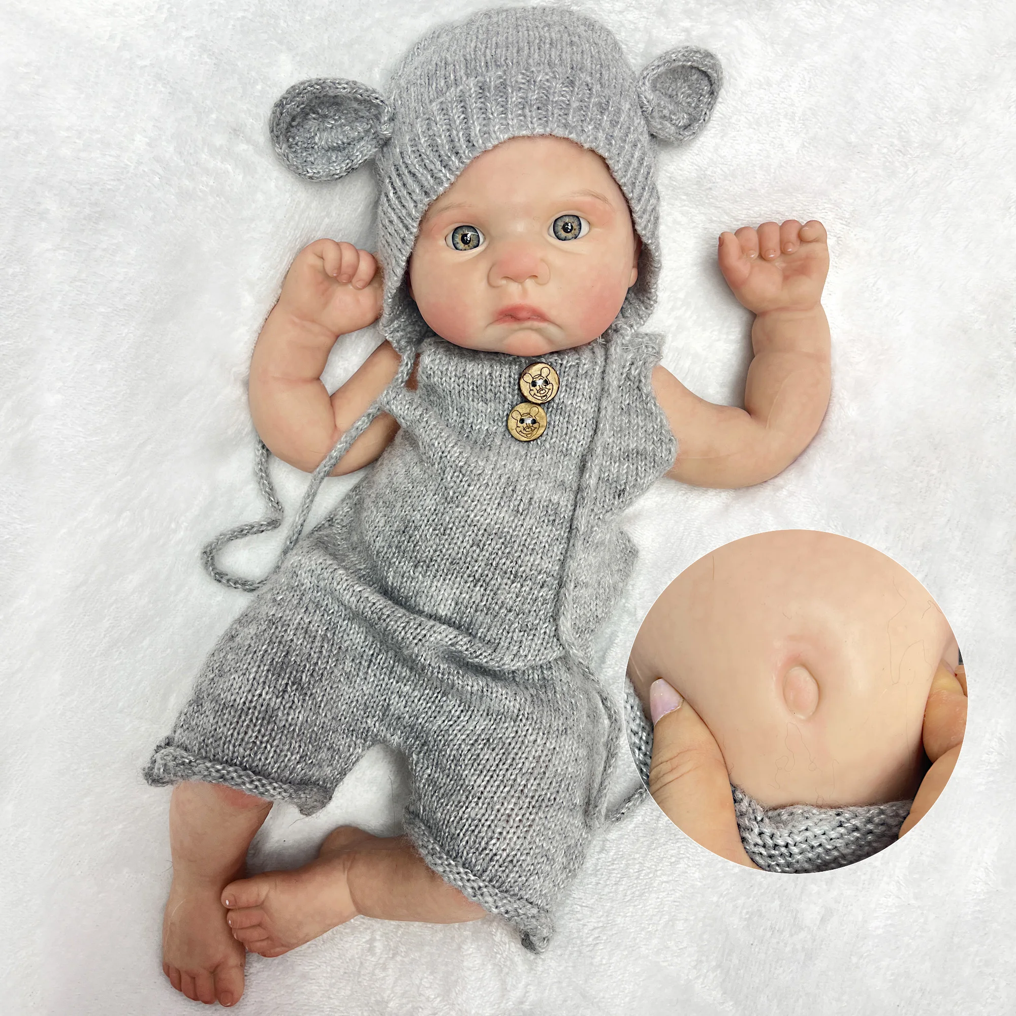 

42 Cm Full Body Soft Silicone Reborn Doll Boys Handmade Bebe Newborn Doll 3D Painted Skin Silicone Dolls