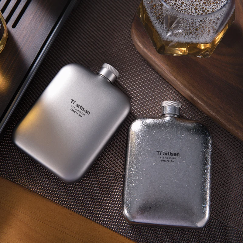 Tiartisan 170ml 230ml Titanium Hip Flask Outdoor Travel Ultralight Portable Alcohol Bottle Pocket Mini Whiskey Wine Pot