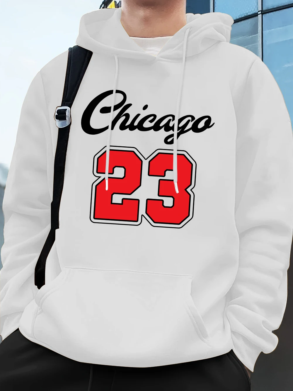

Chicago 23 Letter Printing Hoodies Mens Sporty Loose Pullovers Winter Fleece Warm Sweatshirt Jogging Pocket Male Streetwears