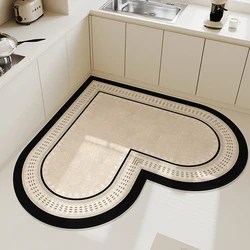 Heart Shaped Kitchen Floor Mat Diatomaceous Mud Absorbent Foot Mat Self-cleaning Mat Anti Slip and Oil Resistant Special Carpet