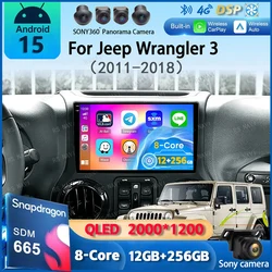 Android 15 CarPlay Auto Car Radio For Jeep Wrangler 3 JK 2011-2018 GPS Multimedia Player Autoradio Navi Stereo 4G+WIFI DSP 2din