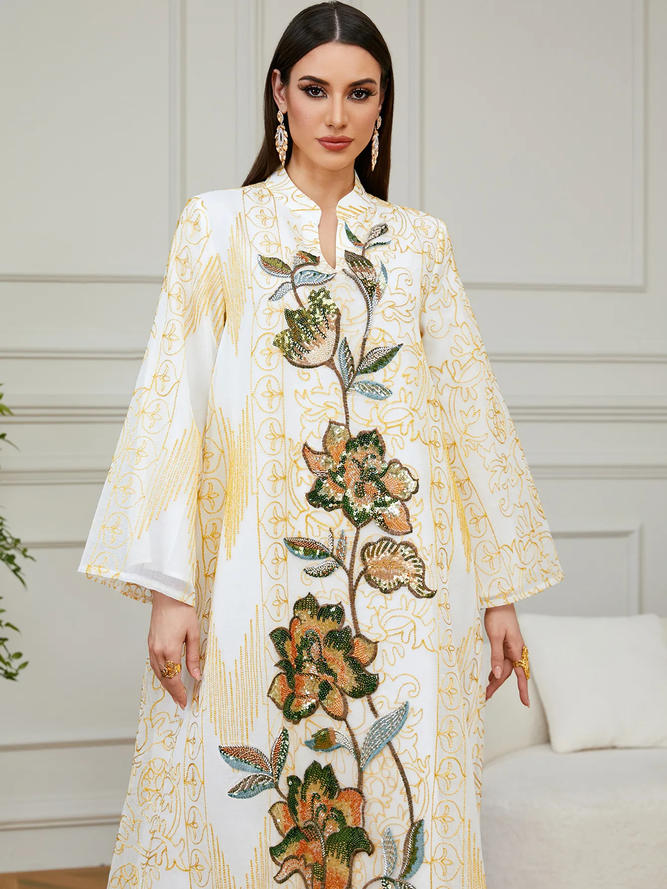 

Luxury Abaya Embroidery Muslim Elegant Women Dresses Caftan Moroccan Dubai Kaftan Gown Evening Party Eid Long Maxi Dresses