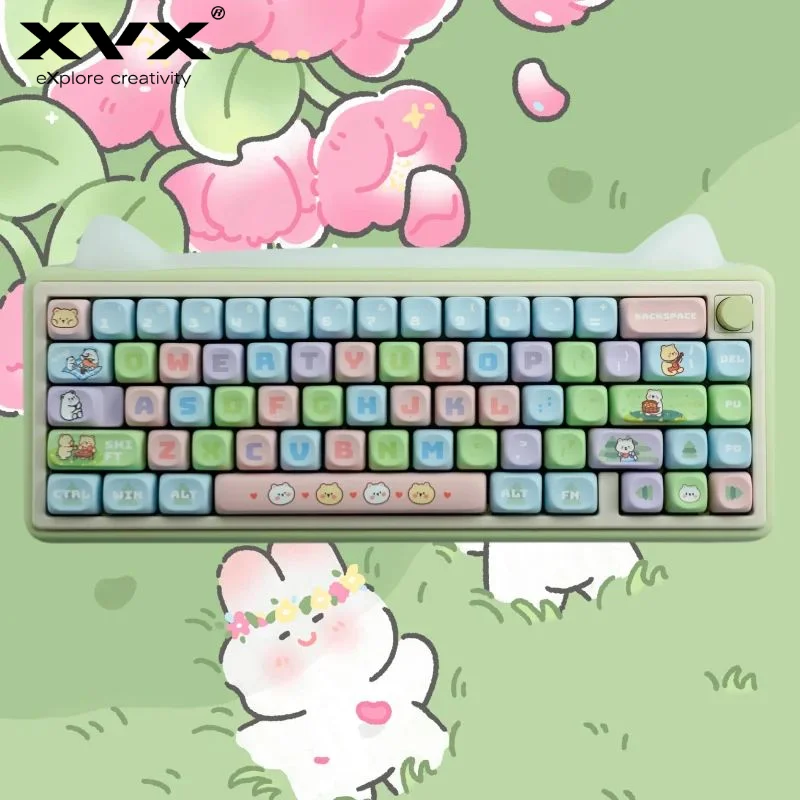 

XVX PBT колпачки для ключей милые макароны Пикник Медведь тема мультфильм колпачки пять боковых красителей Сублимация MOA профиль мода красочные 143 клавиши