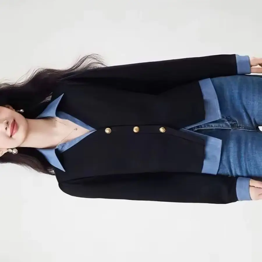 

2026 New Fashion Autumn Korean Fake Two-piece Stitching Shirt Women's Long Sleeve Casual Loose All-Match Blouse Ladies Tops