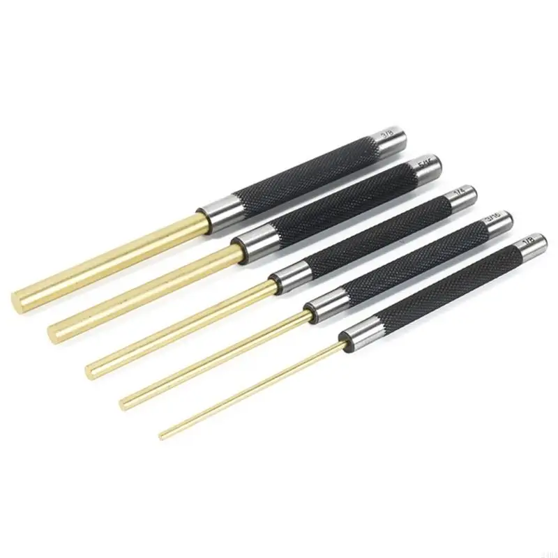 Leathercraft Hole Set with 5 Hand-Operated Metal Punches, Finished Ends, and Knurled Handles for Fabric, Paper, and Craft