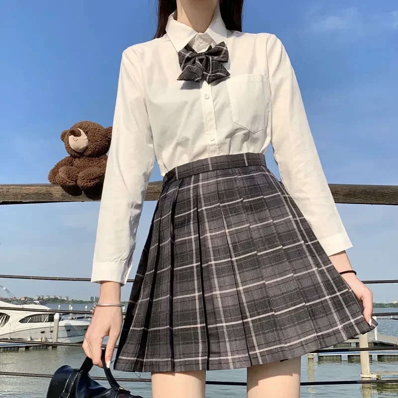 Jk School Girl Falda plisada de Estudiante Coreano, conjunto de uniforme bonito para mujer, pajarita de manga corta, estilo japonés Seifuku MN1