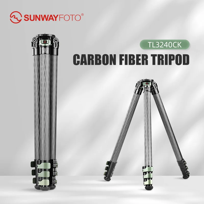 SUNWAYFOTO TL3240CK Flip locks Carbon Riber Travel Tripod Compact for DSLR Camera, 60\'\' 32mm 4 Sections Legs, no Center Column