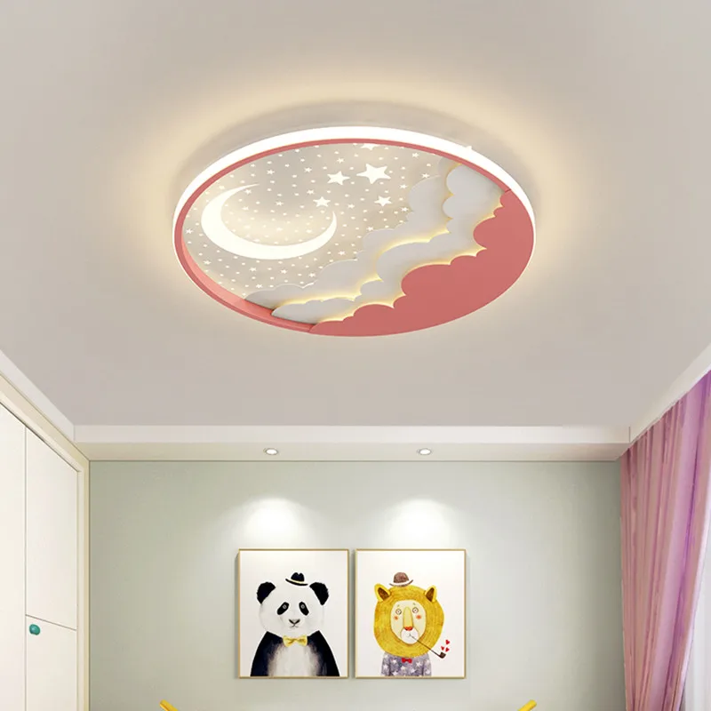 Creativity moon ceiling light Starry sky girl room ceiling light For Children's Room Baby Cartoon Decor kawaii room decor lamp