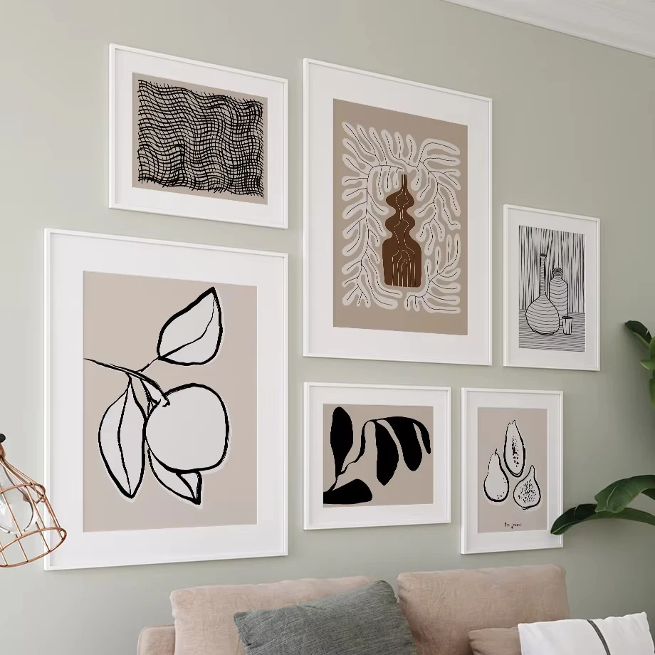 Abstrakte Figuren, Körperlinien, Vase, Blatt, Wandkunst, Leinwandgemälde, Poster und Drucke, Hotelbar-Bilder für Wohnzimmer, Heimdekoration