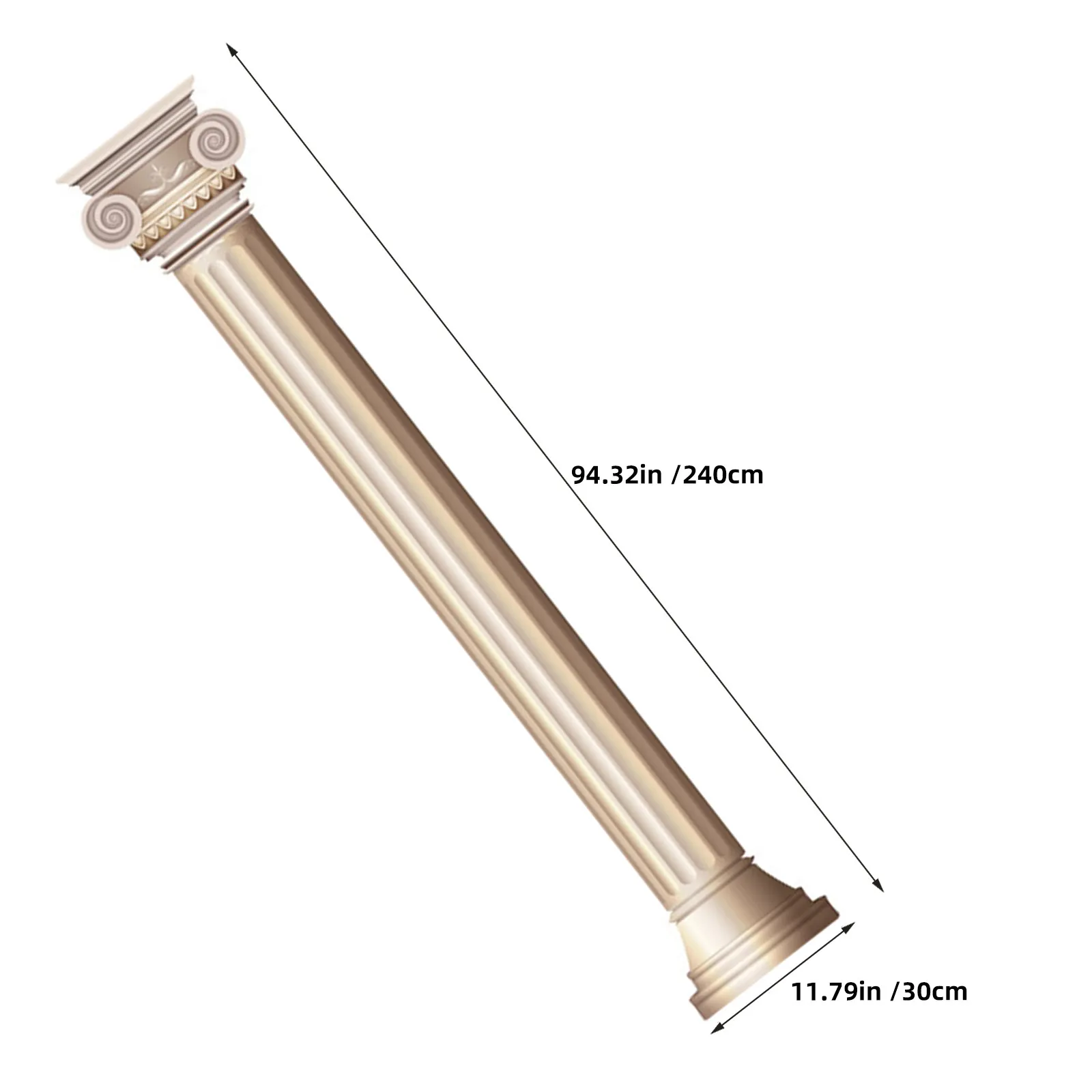 2Pcs 3D Roman Pillar Wall Stickers Lifelike Greek Column Light Brown 94.5x11.8 Self Adhesive Wallpaper for Photo Booth TV