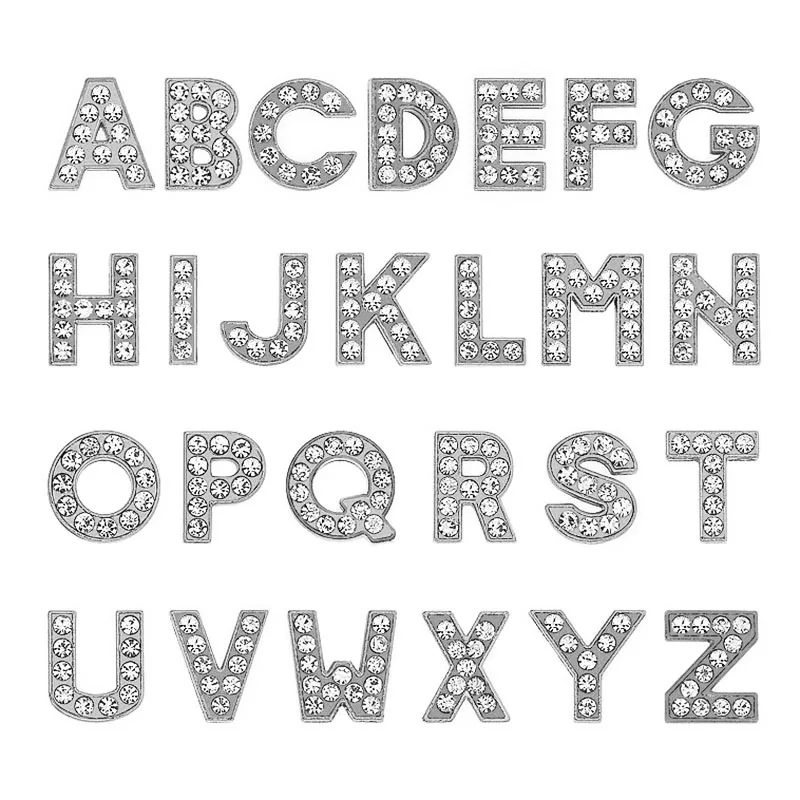 DIY 10MM Inner Diameter Rhinestone Custom Letters DIY Making Accessories Fashion Jewelry Findings & Components