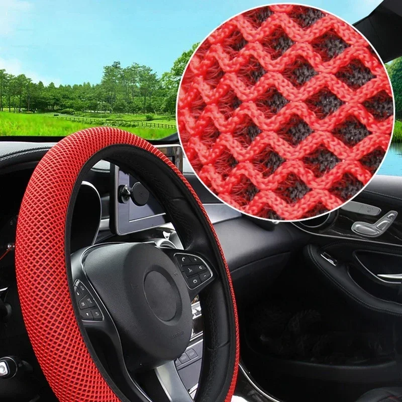 

Car Four Seasons Universal Massage Coarse Mesh Ice Silk Ring Free Elastic Fashion Steering Wheel Cover Internal Accessories New