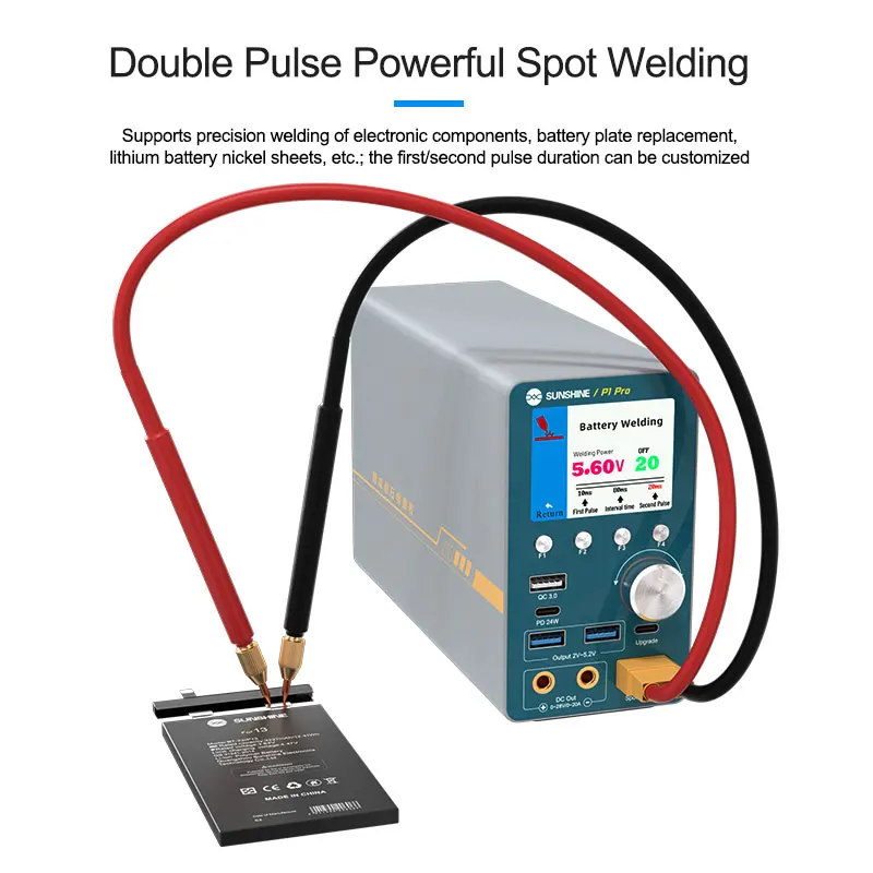 SUNSHINE P1 Pro Intelligent Stable Voltage Power Meter Burn battery spot welding QC/PD fast charging Boot power waveform display