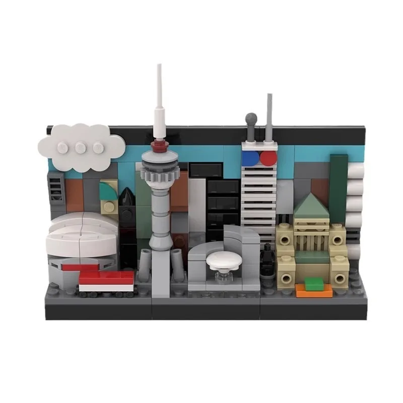 Hot Building Blocks Toronto Postcard & Marioed Skyline Architecture Model DIY Assemble Bricks Display DIY Figure Toys Kids Gifts