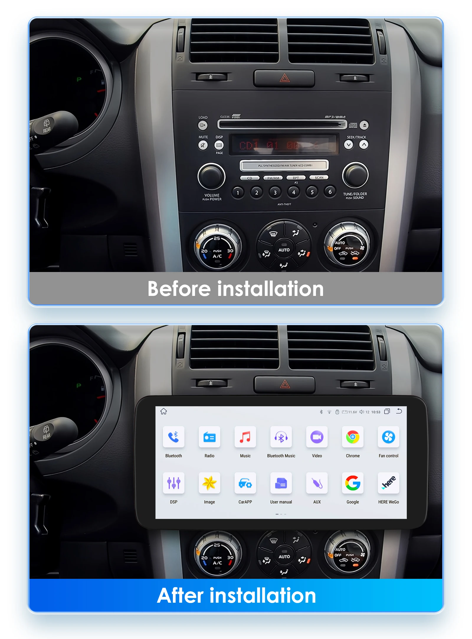 Hizpo 2din Android12 10.1/10.33 inch Car Stereo Radio Rotate Touch Screen For Universal Carplay GPS Navigation Autoradio 4G Wifi