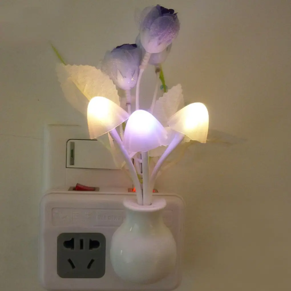 US Plug Mushroom Night Light Flower Sensor Control LED Wall Bedroom Bedside Lamp Romantic Party Luminous Home Decor Lighting