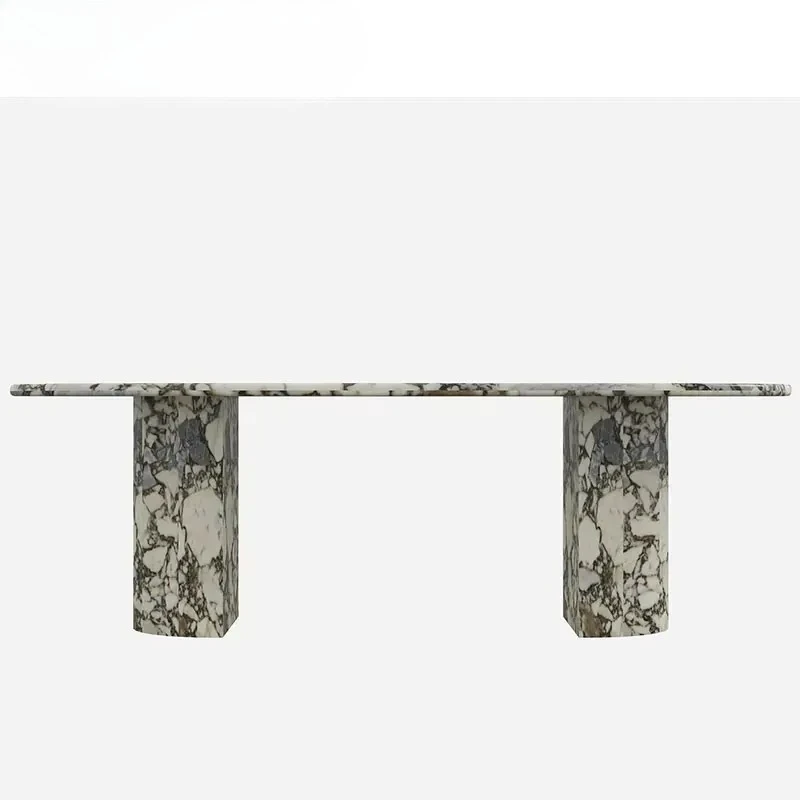 Tostone Modern Natural Elephant White Marble Oval Dining Table With Stone Legs for 6/8/10 Seats, Factory Direct Wholesale