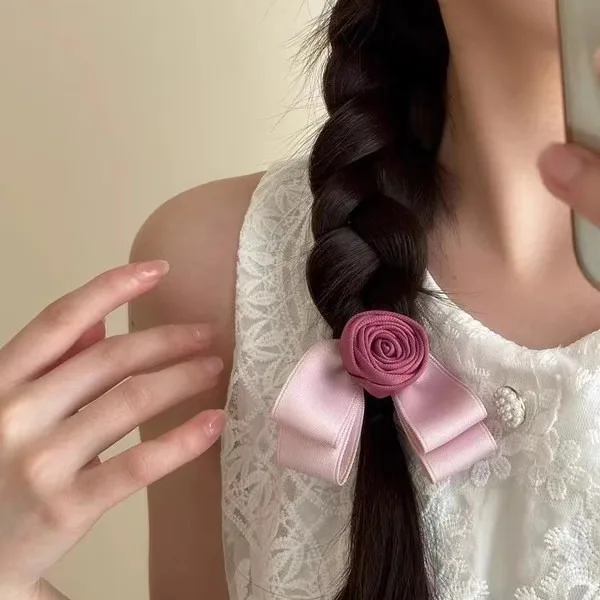 

Mint Green Camellia Butterfly Bow Hair Clip Elegant Side Bangs Frizz Accessory for Women Daily Home