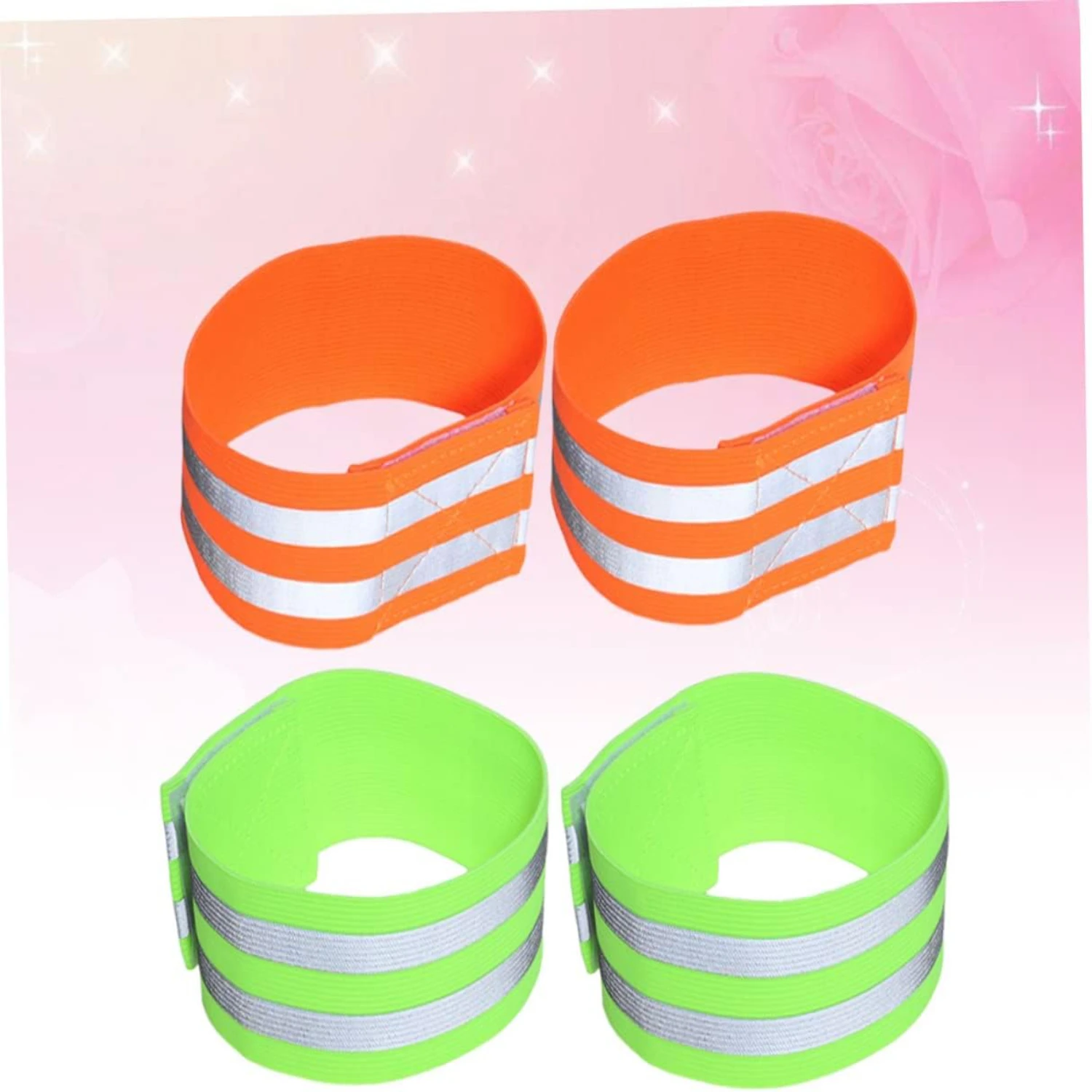 High Visibility Bright Reflective Fluorescent Arm Bands and Ankle Bands Set for Night Running, Walking, Cycling - Essential Safe