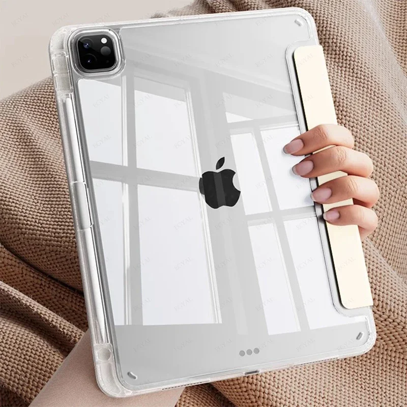 Capa para com suporte de lápis ipad pro 11 2024 m4 pro 13 12.9 5th 6th geração m2 11 polegadas capa inteligente air 13 2024 air 11 10.9