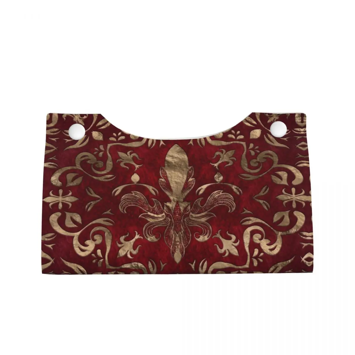Custom Luxury Lily Flower Fleur-De-Lys Tissue Box Cover PU Leather Rectangular Fleur De Lis Facial Tissues Holder for Home