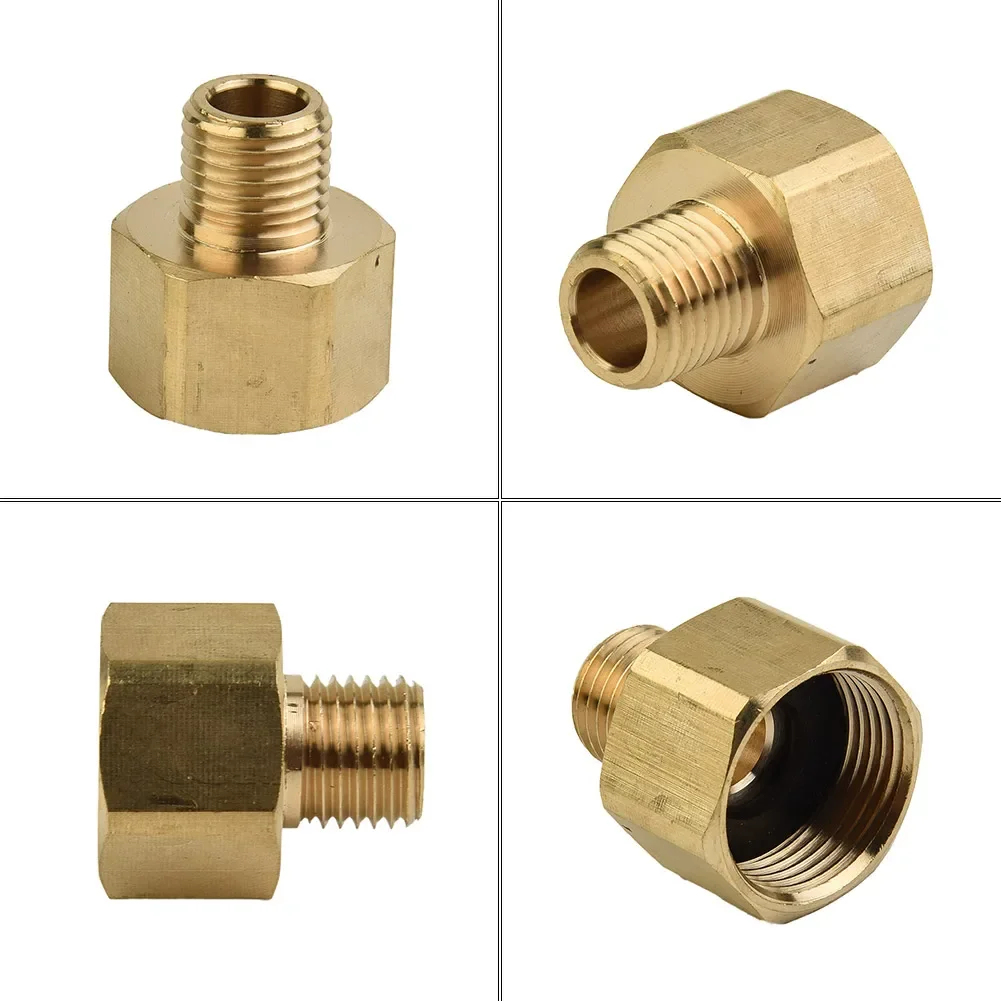 Sleek Design Brass Hose Adapter for Efficient Transition from a Pressure Washer's 22 mm Female to a 14 mm Male Connection