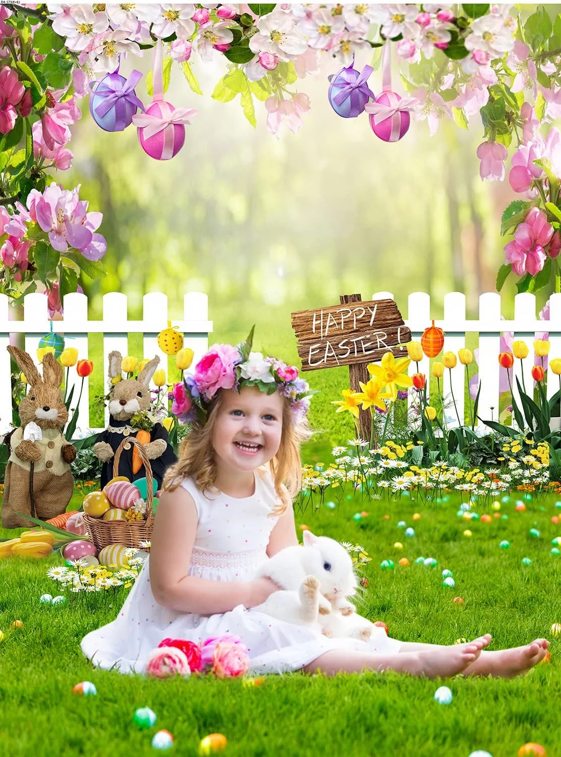 Primavera páscoa coelho flor ovos piso de madeira recém-nascido chá de bebê aniversário pano de fundo fotografia vinil para estúdio foto