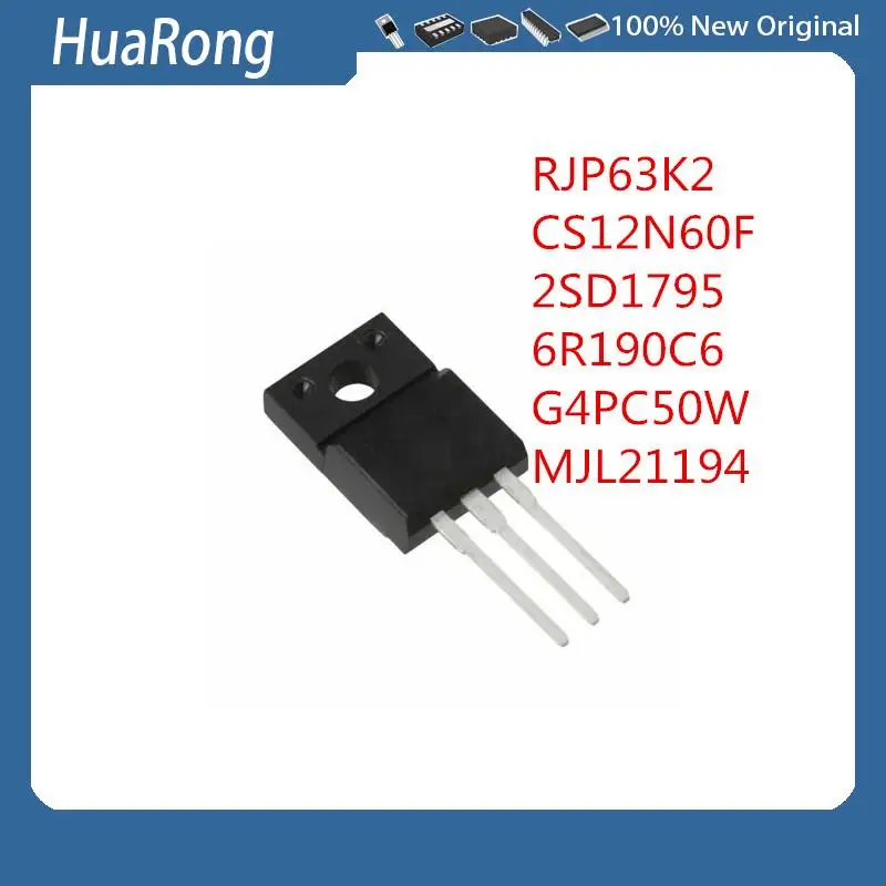 10Pcs/Lot RJP63K2  CS12N60F  2SD1795 D1795   6R190C6 IPA60R190C6  G4PC50W IRG4PC50W     MJL21194     TO-220F