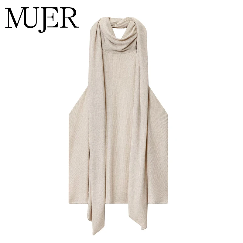 

MUJER топы с открытыми плечами и лямкой на шее для женщин, топ с открытой спиной и металлической нитью, женские топы без рукавов, женские сексуальные вечерние женские топы