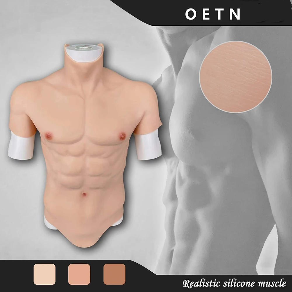 Oetn Silicone Artificial Realistic Fake Muscle Suit Simulation Male Chest Crossdresser Transgender Drag Queen Cosplay Costumes