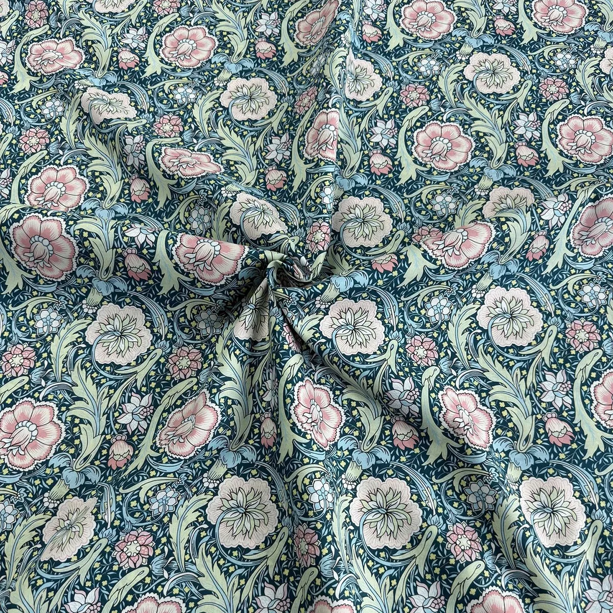 Liberty London Morris Floral Cotton Fabric - 100s Premium Long Staple Cotton for Dresses, Shirts & Home Decor
