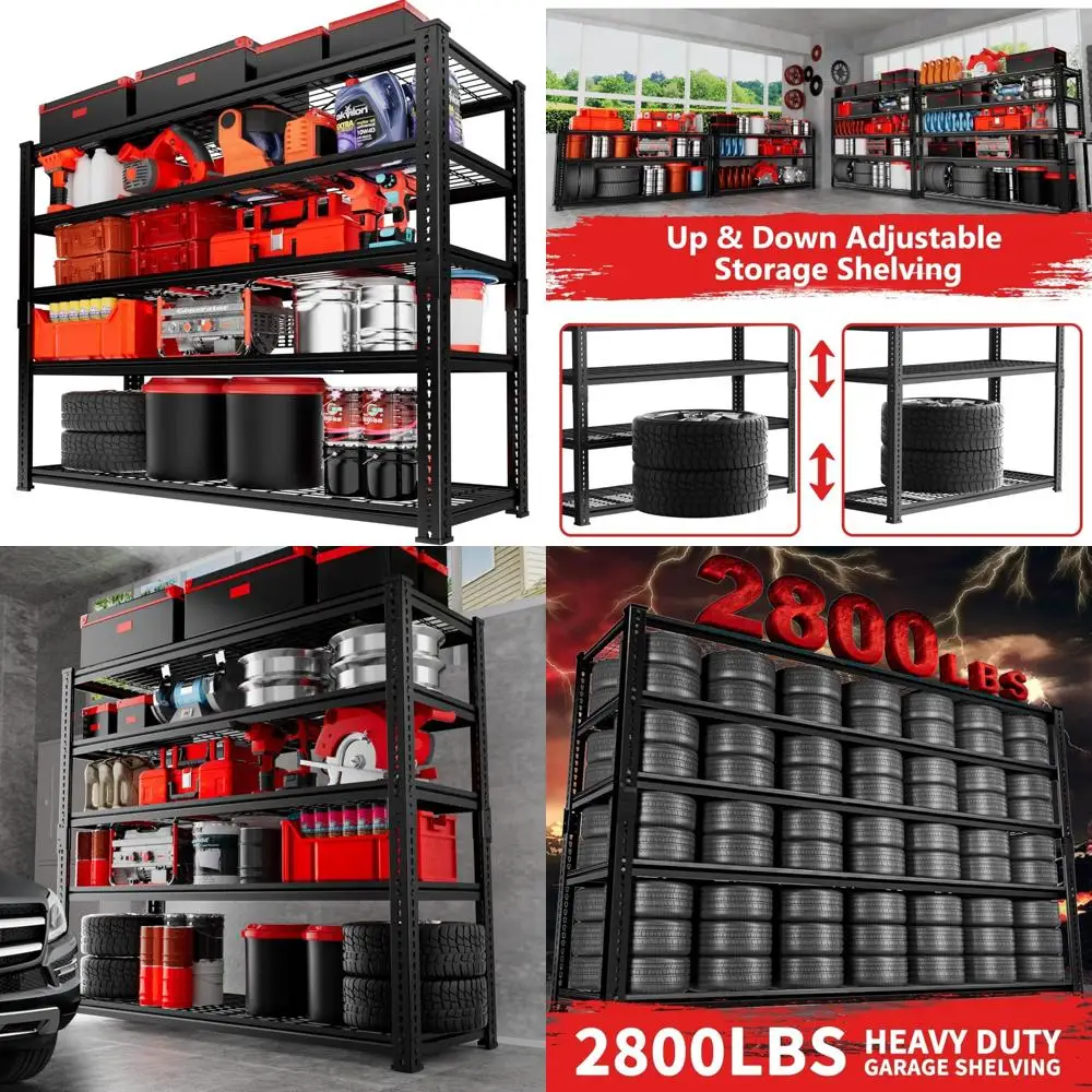 Heavy Duty Adjustable Metal Garage Shelving System - 2800 LBS Capacity, 48 x 18 x 72, 5-Tier Wire Rack Organizer