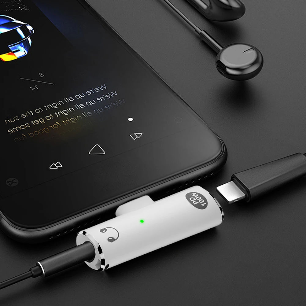 2 in 1 Audio Aux Adapter PD 100W USB C To Type-C Converter with Aux Audio Jack Earphone Splitter for Xiaomi Huawei iPhone 15 16