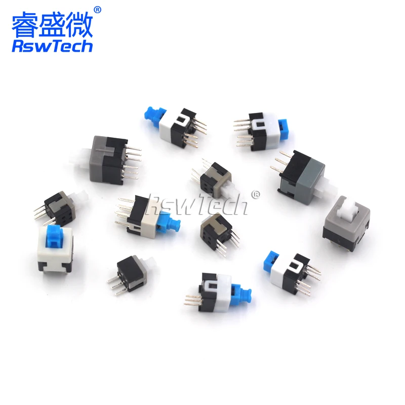 5PCS Button Switch 1/2 Row Needle Key Switch 5.8*5.8 7*7 8*8 8.5*8.5MM Self Locking/No Lock 3/6 Feet Charger Match Electronic