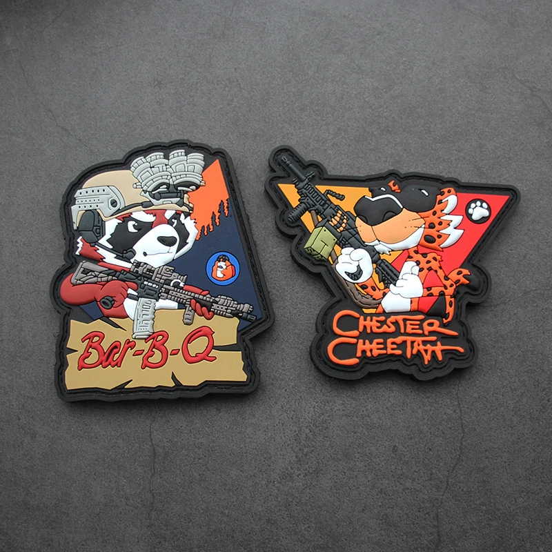 Naszywka 3D PVC Bar-B-Q Bear Chester Cheetah, naszywka taktyczna na hełm z noktowizorem, na torbę, ubrania, kamizelkę, do dekoracji DIY