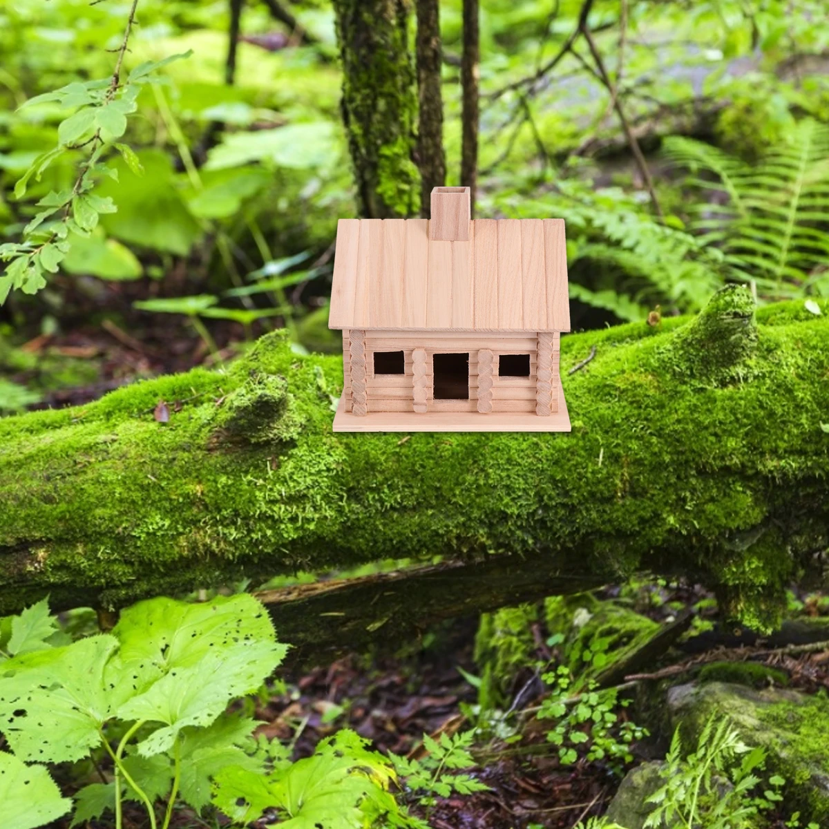 

Wooden Bird Nest Durable House for Small Birds Decorative Cabin Style Nature Look Birdcage Hut Graffiti Set Parrot Canary Lark
